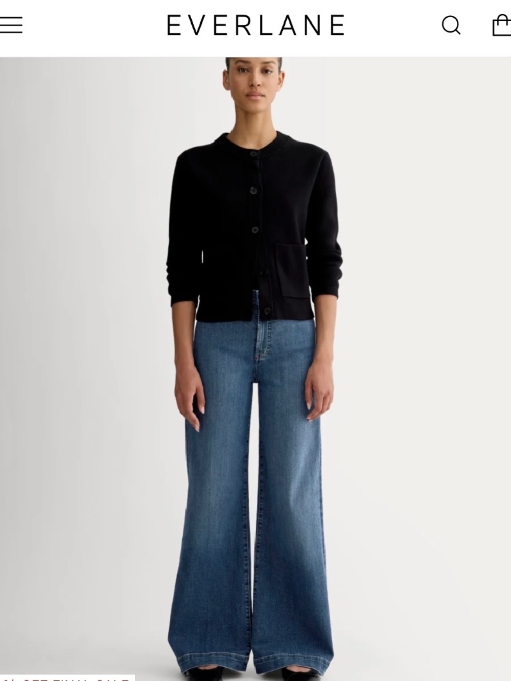 Everlane The High-Key Jean Mid Indigo Wide Leg High Rise 31R